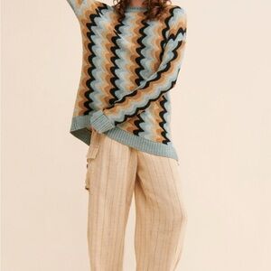 Show Me Your MuMu Jesse Sweater in Navy Blue Beige And Black Size L